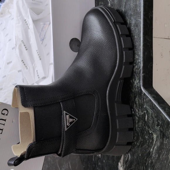 Guess Black Textured Ankle Boots - Picture 1 of 3